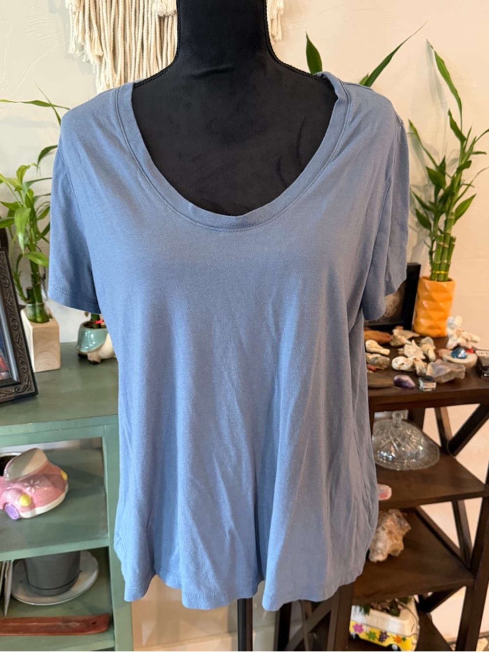 a new day Scoop Neck Short Sleeve Tee in Dusty Blue